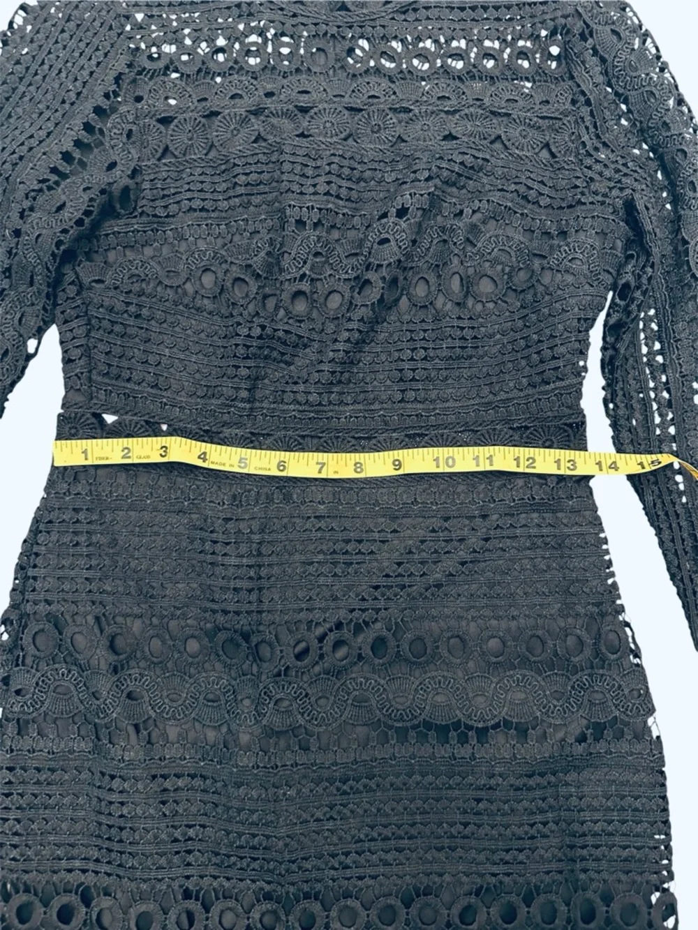 Lulus Full-Hearted Black Crochet Lace Long Sleeve Sheath Dress Bodycon S - Picture 6 of 13